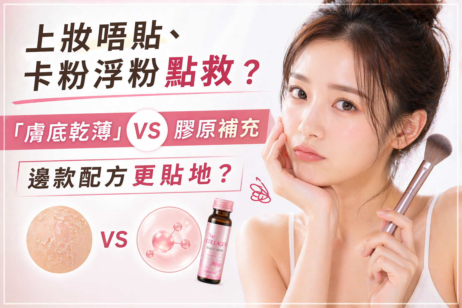上妝唔貼、卡粉浮粉點救?膚底乾薄 vs 膠原補充:邊款配方更貼地 ✨