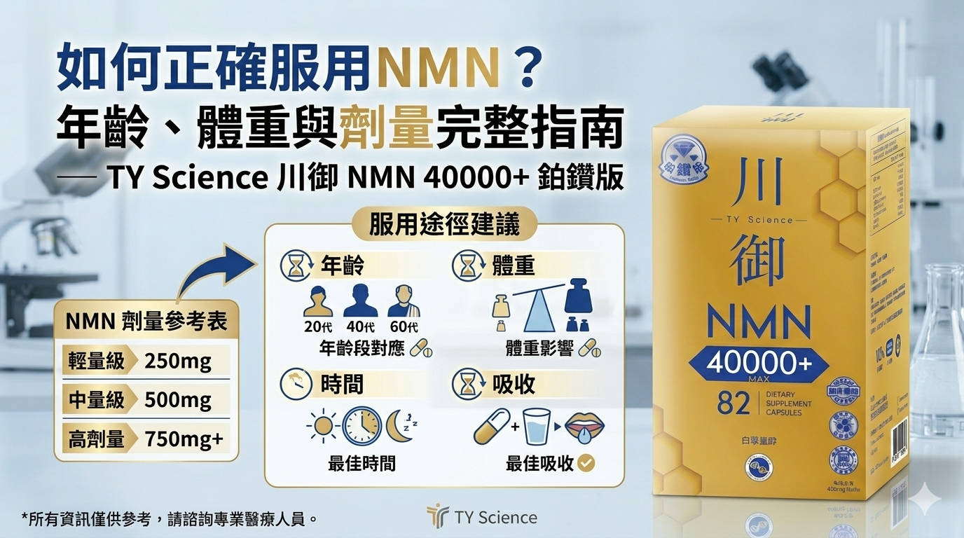 如何正確服用NMN?年齡、體重與剂量完整指南 — TY Science 川御 NMN40000+ 鉑鑽版