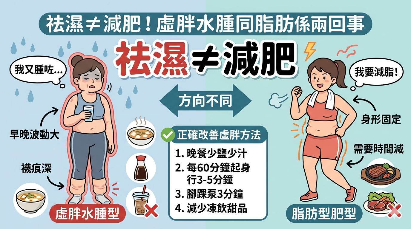 祛濕=減肥?「虛胖水腫」同脂肪係兩回事 😮💨