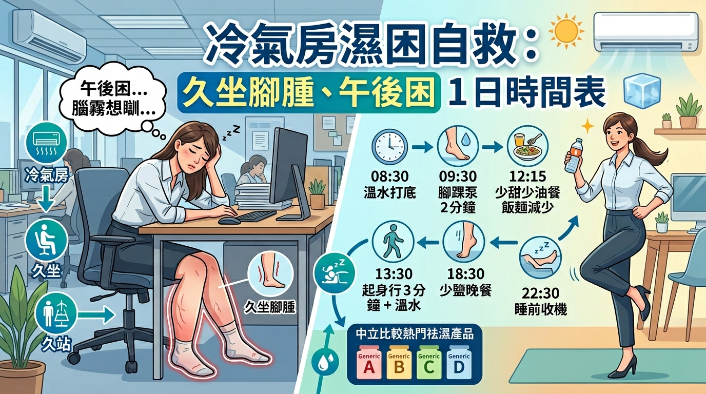冷氣房濕困自救:久坐腳腫、午後困 1 日時間表 🧊