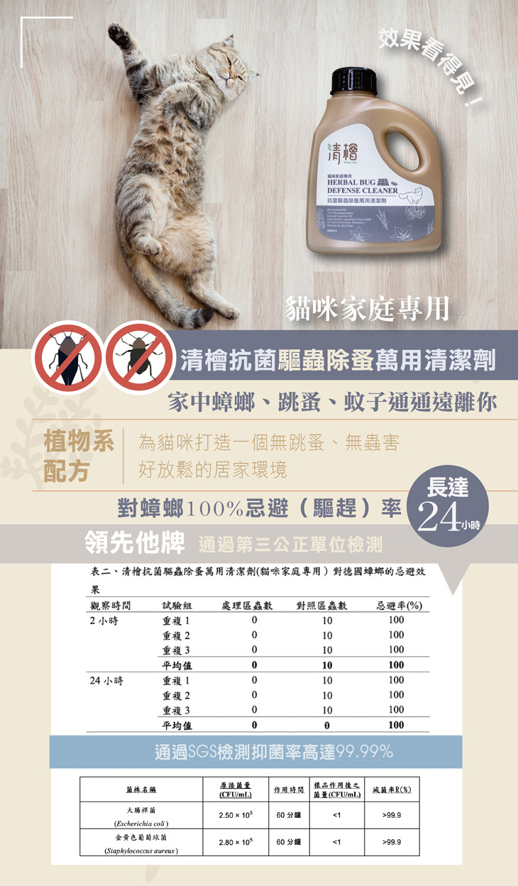 清檜 抗菌驅蟲除蚤萬用清潔劑600ML (貓咪家庭專用)