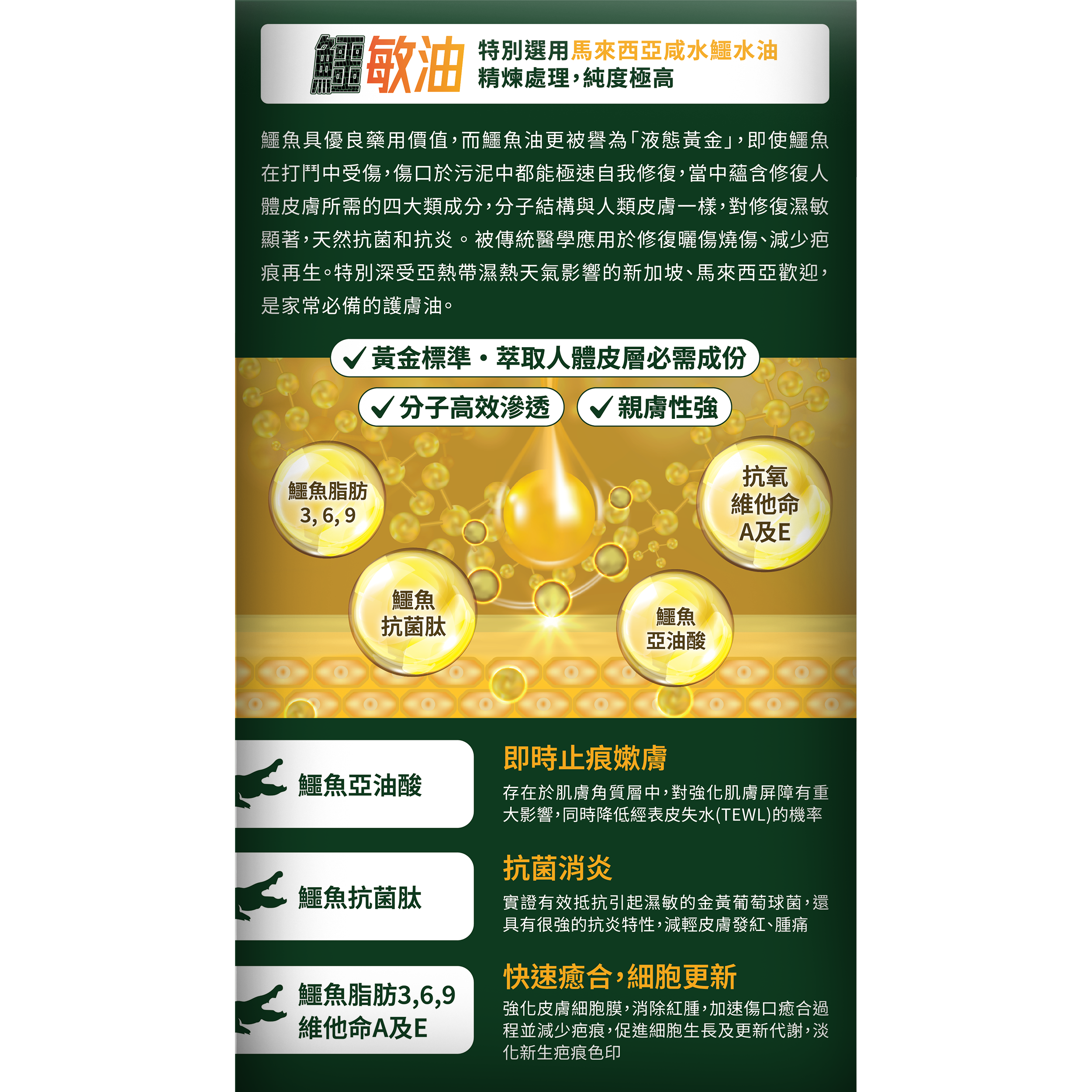 森源 鱷敏油 濕疹 敏感肌膚 疤痕 暗瘡 咸水鱷 適合嬰幼兒