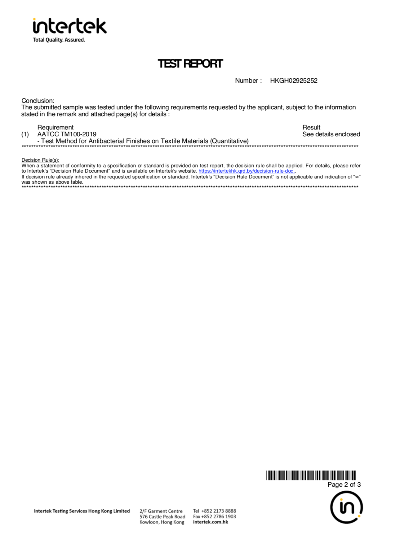 acc+ 台灣法式成人口罩 ASTM Level 3 Intertek 報告實證長效抗菌