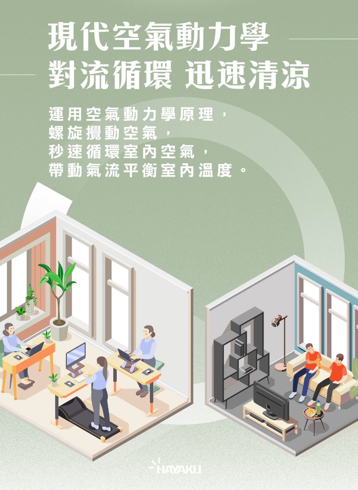 Hayaku -【微風小涼伴】WINDY無線雙頭渦輪風扇|360度循環 前後出風 戶外必備