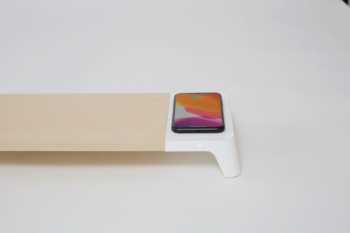 POUT - 韓國 POUT EYES8 原木風多功能電腦支架 - 15W Qi 無線充電架 + USB Hubs