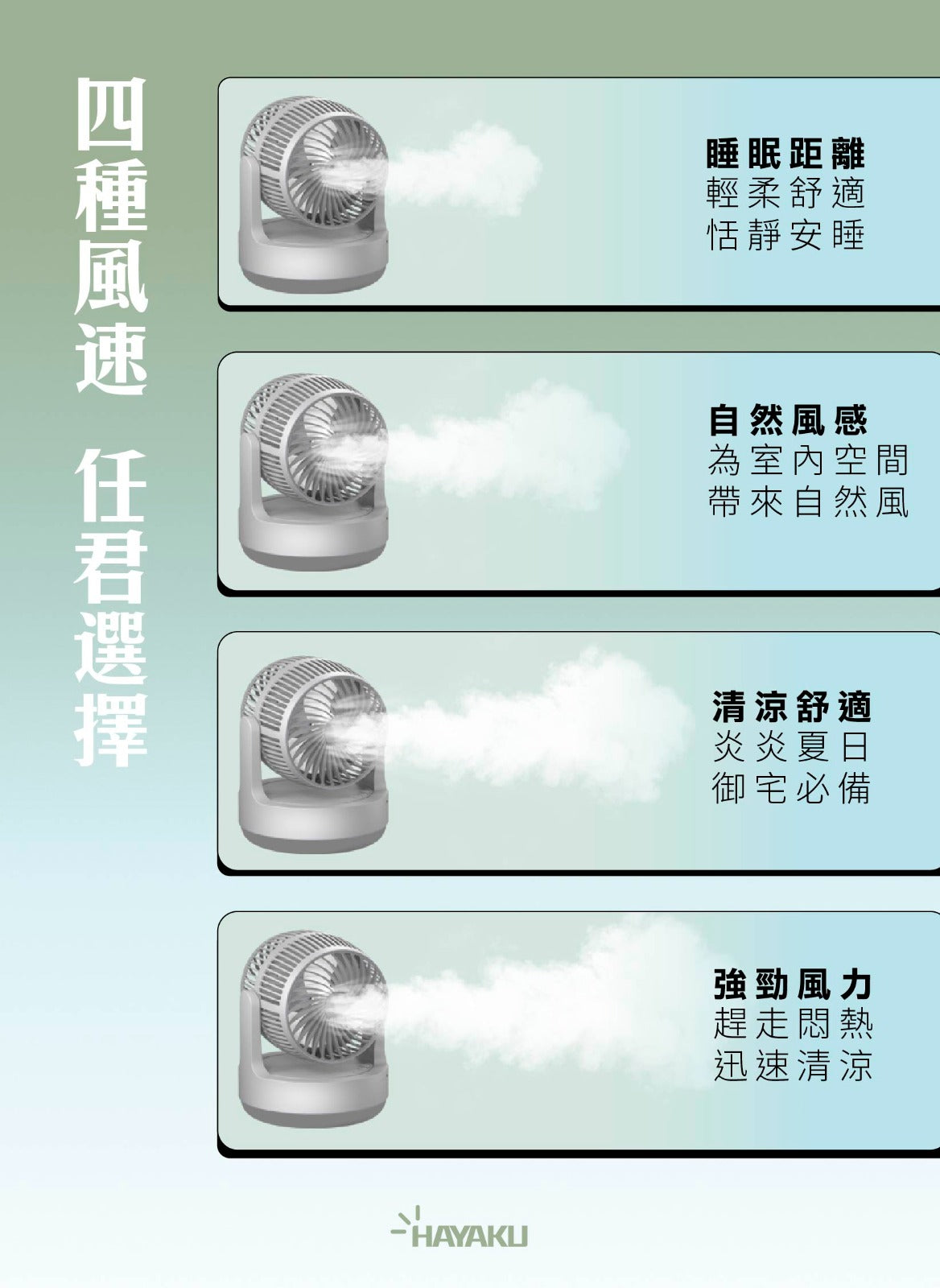 Hayaku -【微風小涼伴】WINDY無線雙頭渦輪風扇|360度循環 前後出風 戶外必備