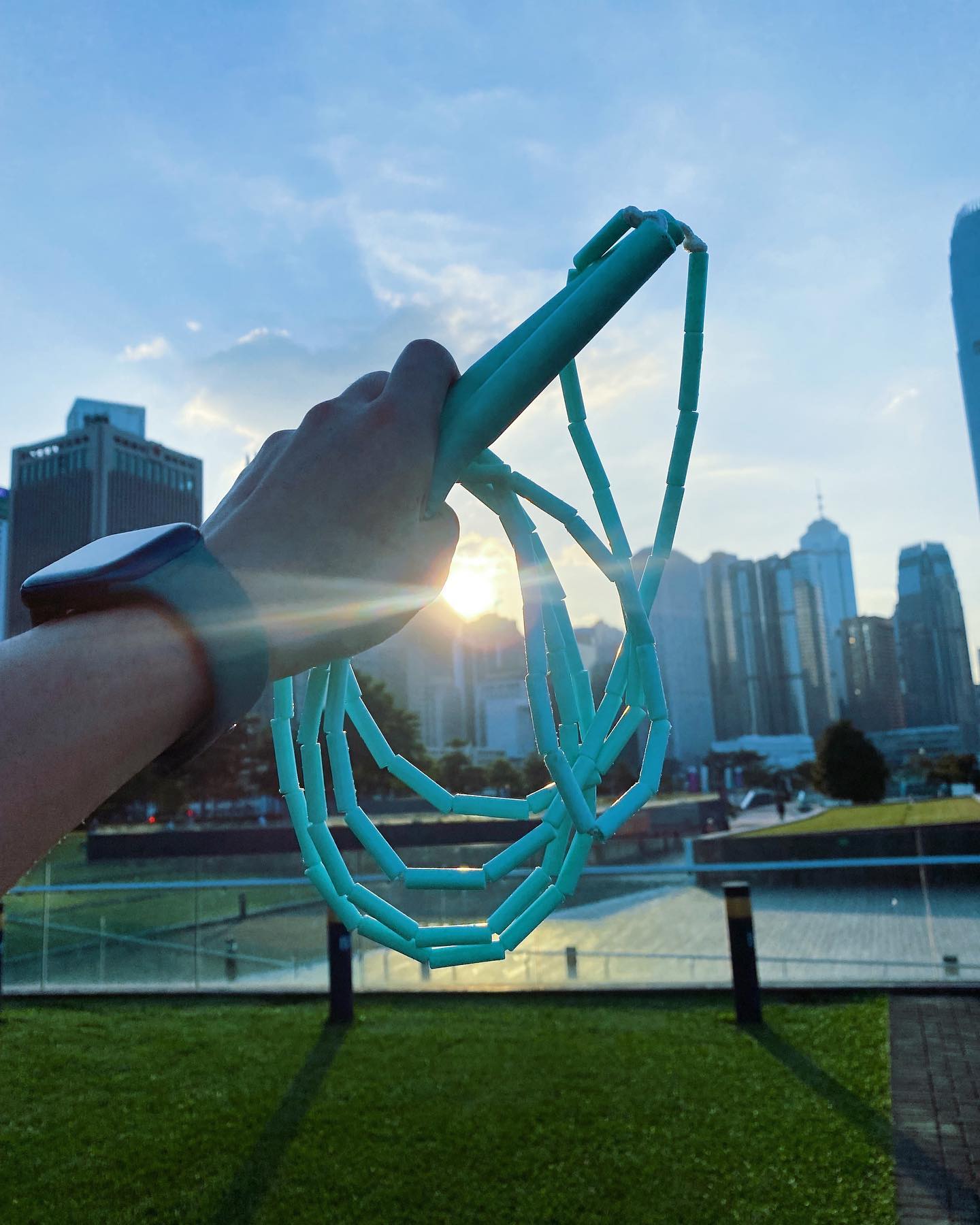 ROJU -【世界跳繩冠軍張柏鴻品牌】J3跳繩 節拍繩 拍子繩 3米 (長柄輕拍/湖水藍)