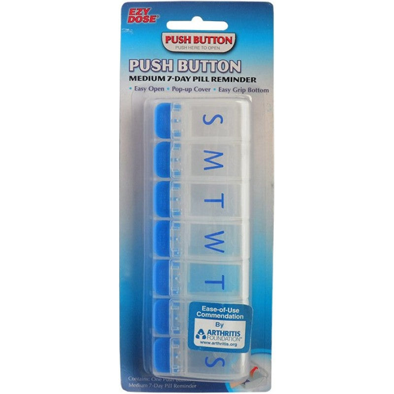 Ezy Dose 7-Day Pill Box-Button Switch (1 time a day) 7-Day Push Button Medtime Planner