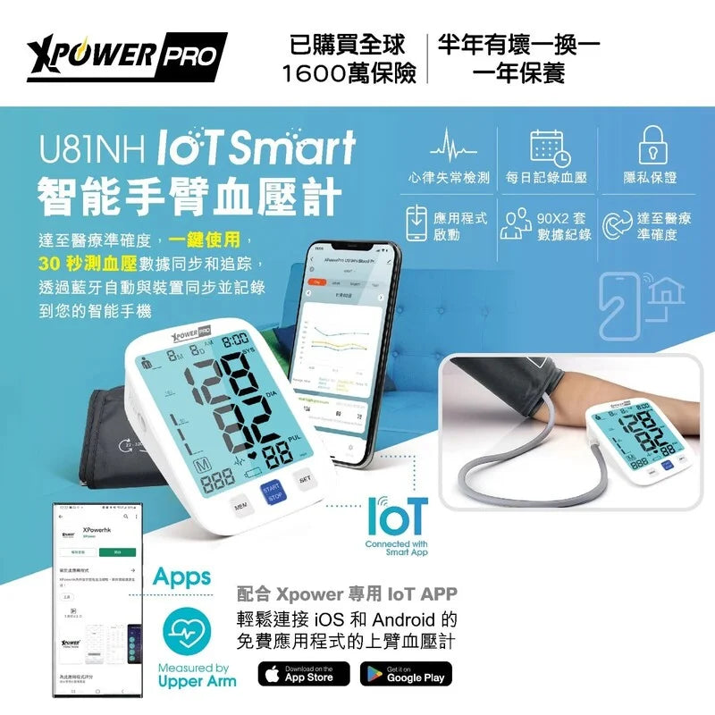 XPowerPro U81NH IoT Smart Arm Blood Pressure Monitor