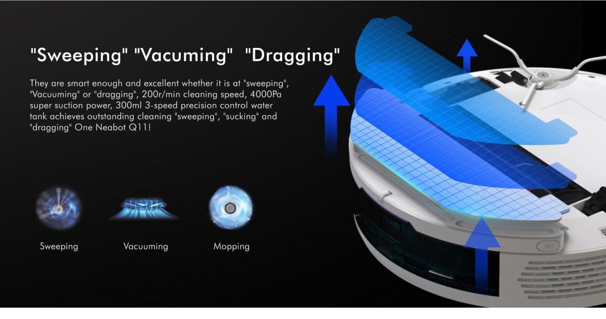 Neabot - NoMo Q11 4000Pa 機械人吸塵|拖地機械人|自行清空垃圾|全自動人工智能|dToF 激光雷達