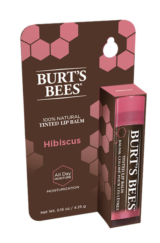 BURT'S BEES-Tinted Lip Balm - Hibiscus Natural Tinted Lip Balm - Bean Paste Red 4/11/2022 Expires