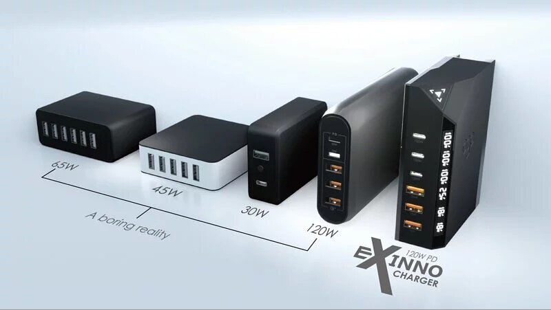 Ego - EXINNO 120W instant output display 6-hole USB charger EX120|Charger socket|Quick Fork Fire Bull|PD|PPS|QC5+
