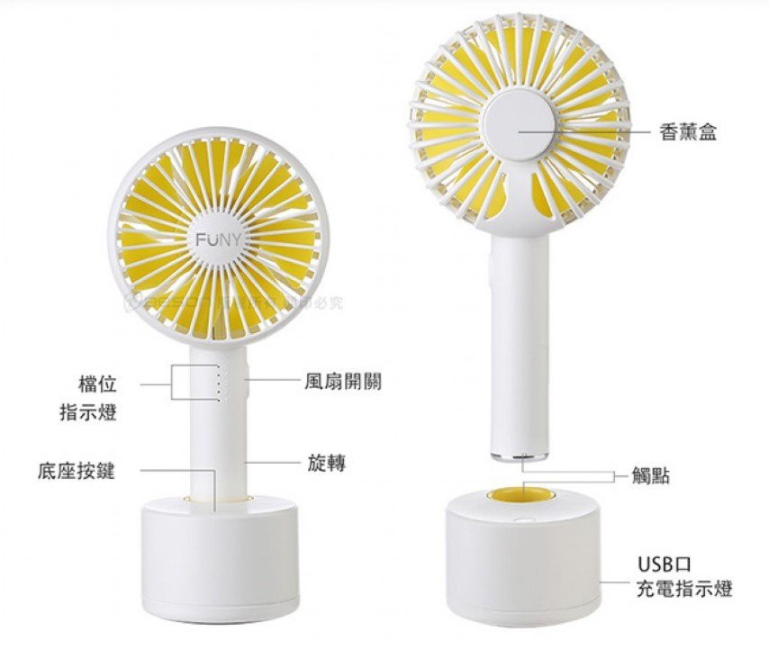 Funy - FU1901B 2-in-1 Rotary Stand Portable Fan - Pink