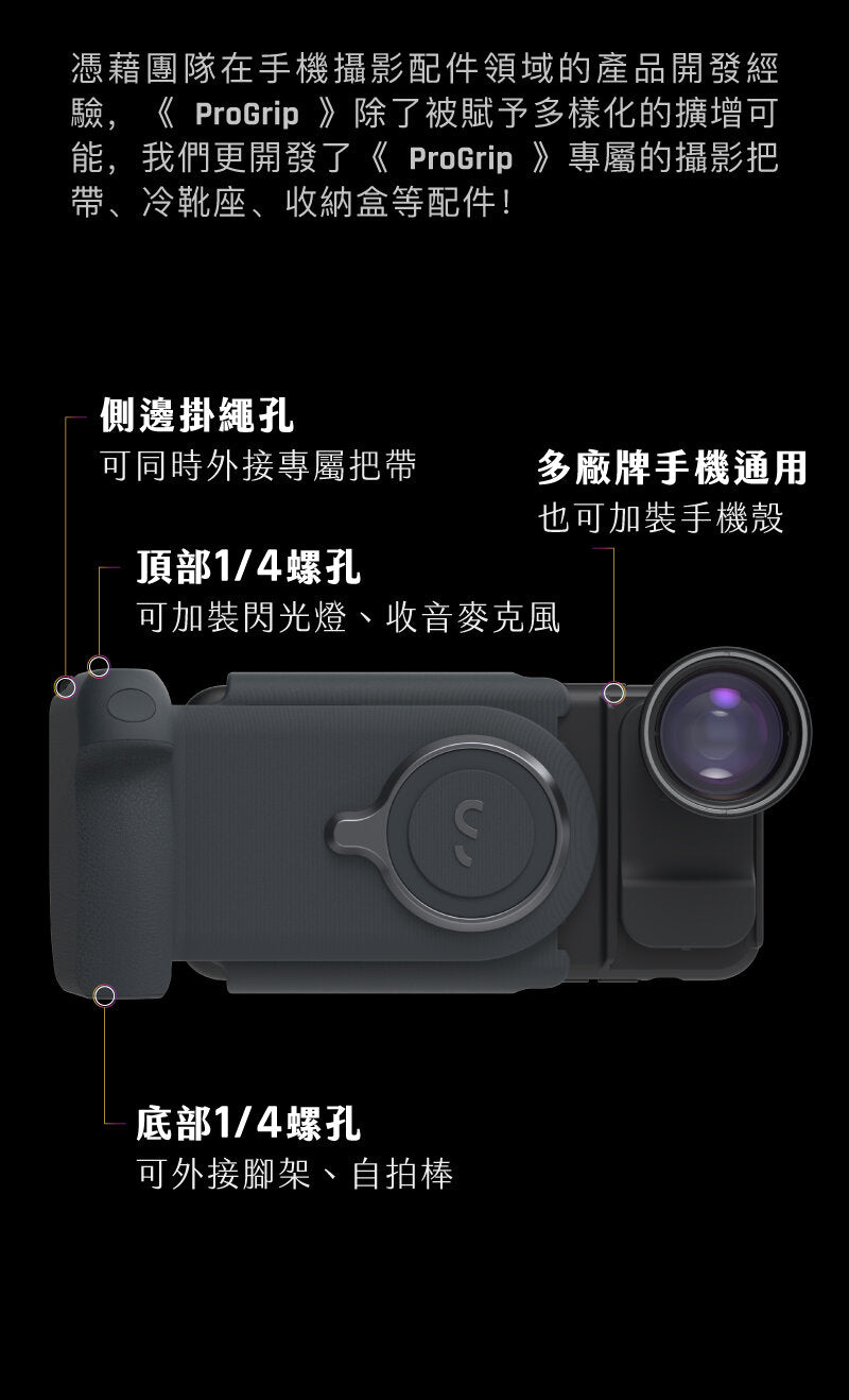 SHIFTCAM - ProGrip Starter Kit Photography Grip|Wireless Charging Stand|Power Bank|Mobile Phone Shooting Stand|Ergonomics|Bluetooth Shutter Button