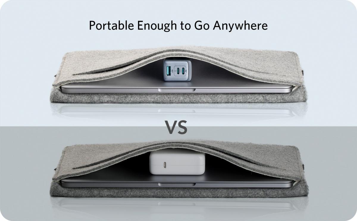 Anker - PowerPort III 3-Port 65W Pod Dual PD 3-Output Wall Plug Charger A2667|GaN II|QC|PD|PPS|65W|Plug Su|Quick Fork Fire Bull