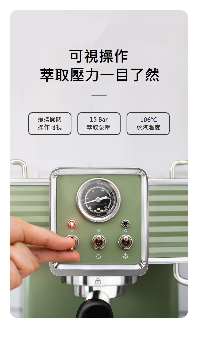 Petrus - PE3690 Retro Espresso Machine retro industrial style Italian semi-automatic coffee machine