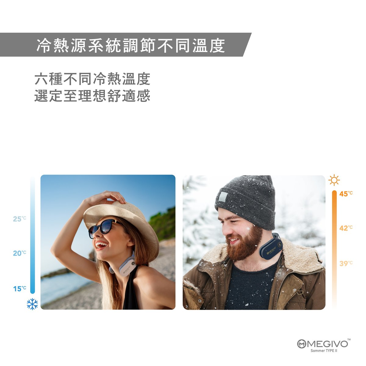 Megivo - Sommer TYPE-II All-Weather Thermostat | Neck Cooler | Mobile Air Conditioner - Silver