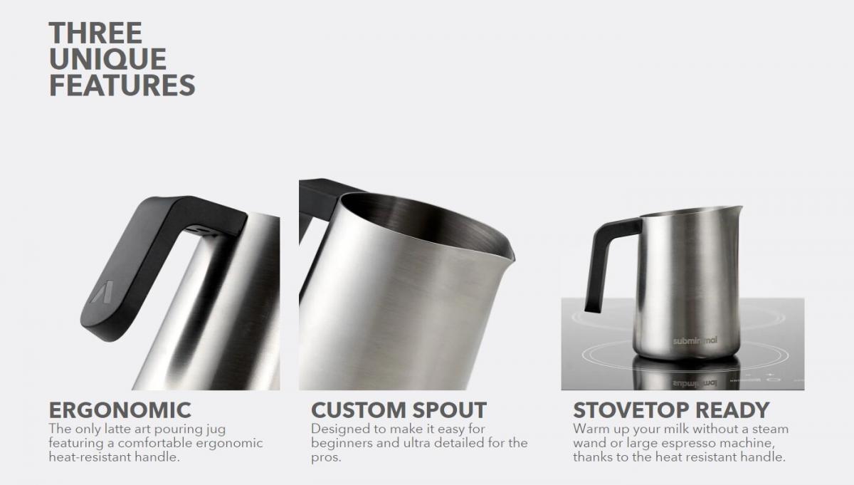 Subminimal - FlowTip Milk Jug Streamline Latte Art Steel Cup | Coffee Latte Art Cup | Latte Art Cylinder | Milk Cup | Milk Jug