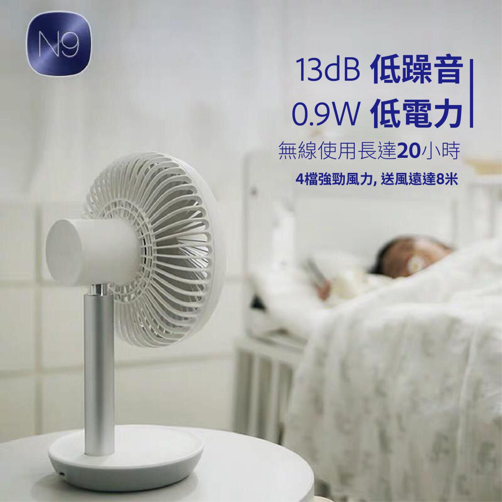 Lumena - N9 FAN STAND2 2nd Generation Cordless Stand Fan | Shaking Head Fan - White