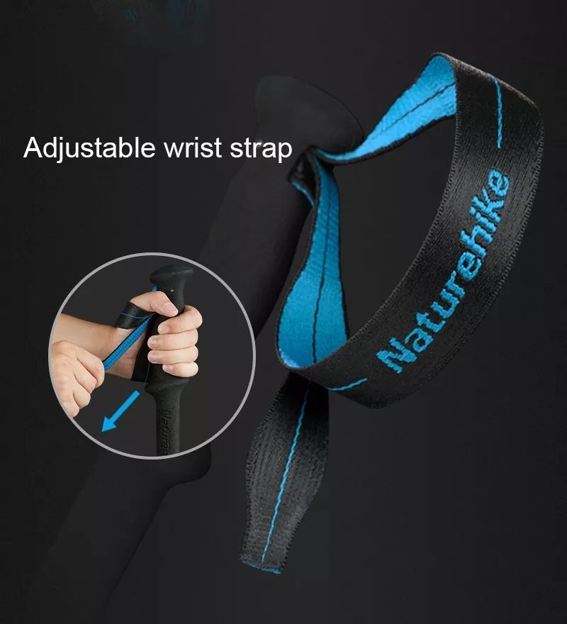 Naturehike - ST08 lightweight carbon fiber 4-section Z hiking pole (130cm) - Blue