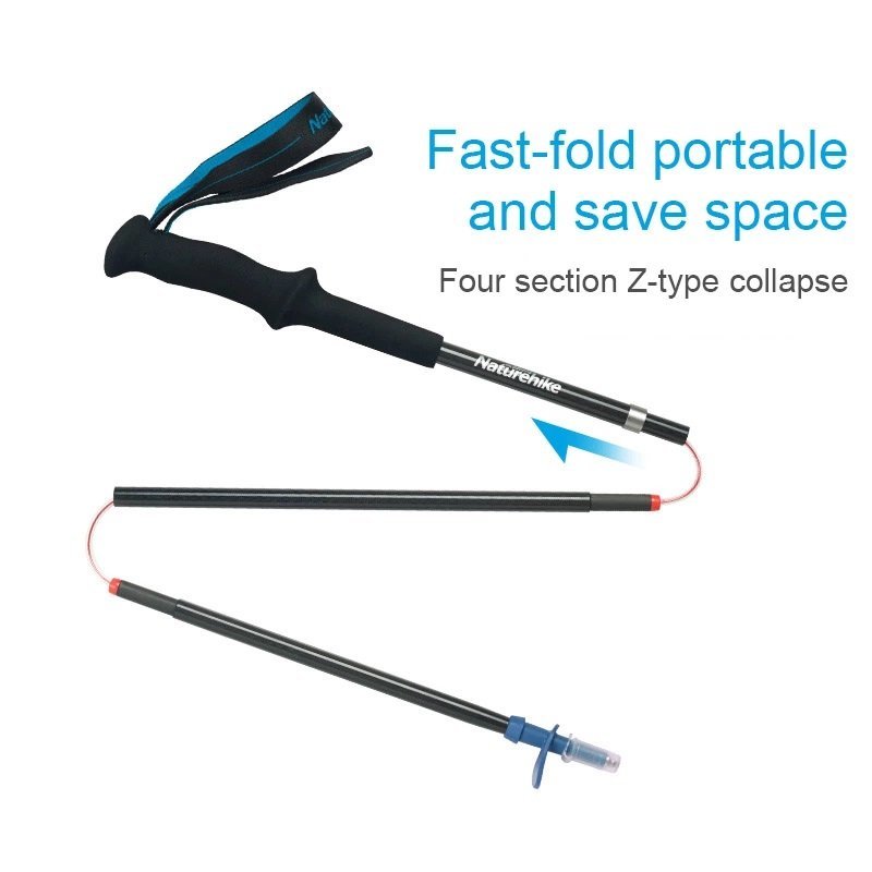 Naturehike - ST08 lightweight carbon fiber 4-section Z hiking pole (130cm) - Blue