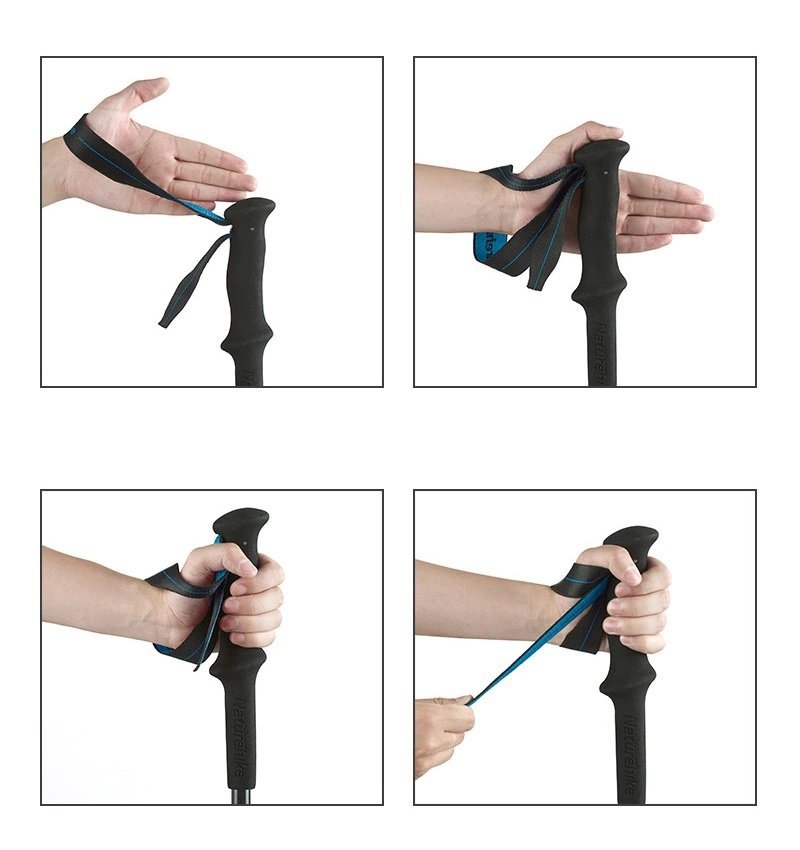 Naturehike - ST08 lightweight carbon fiber 4-section Z hiking pole (130cm) - Blue