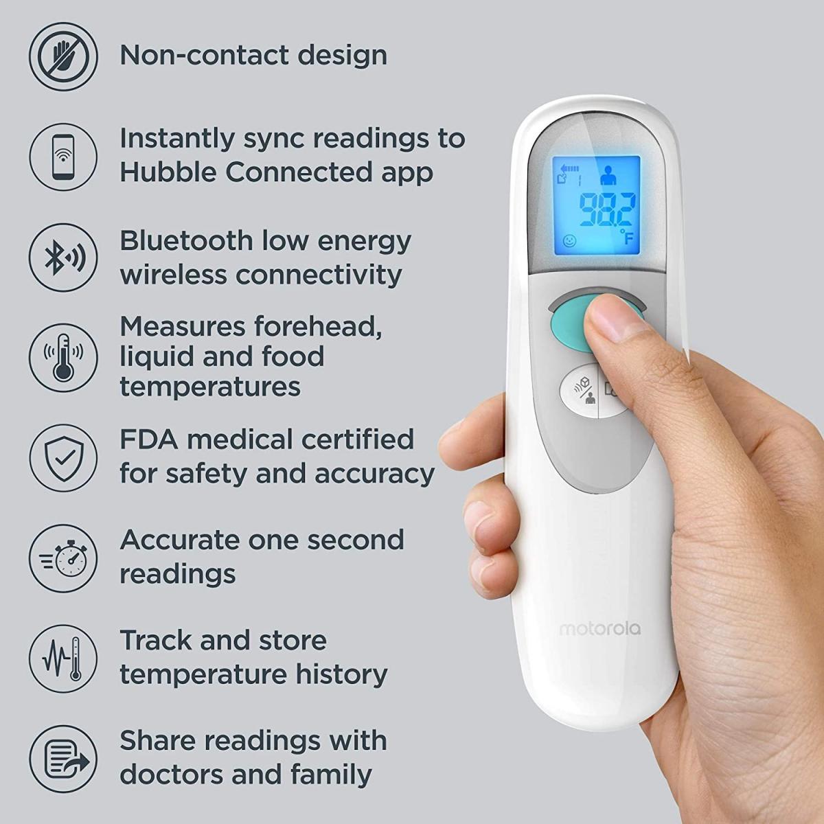 Motorola - Motorola MBP75SN non-contact forehead thermometer | 3-in-1 smart forehead thermometer | forehead probe | thermometer | heat detector | infrared