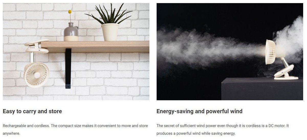 Prismate - Mini wireless oscillating clip fan PR-F058