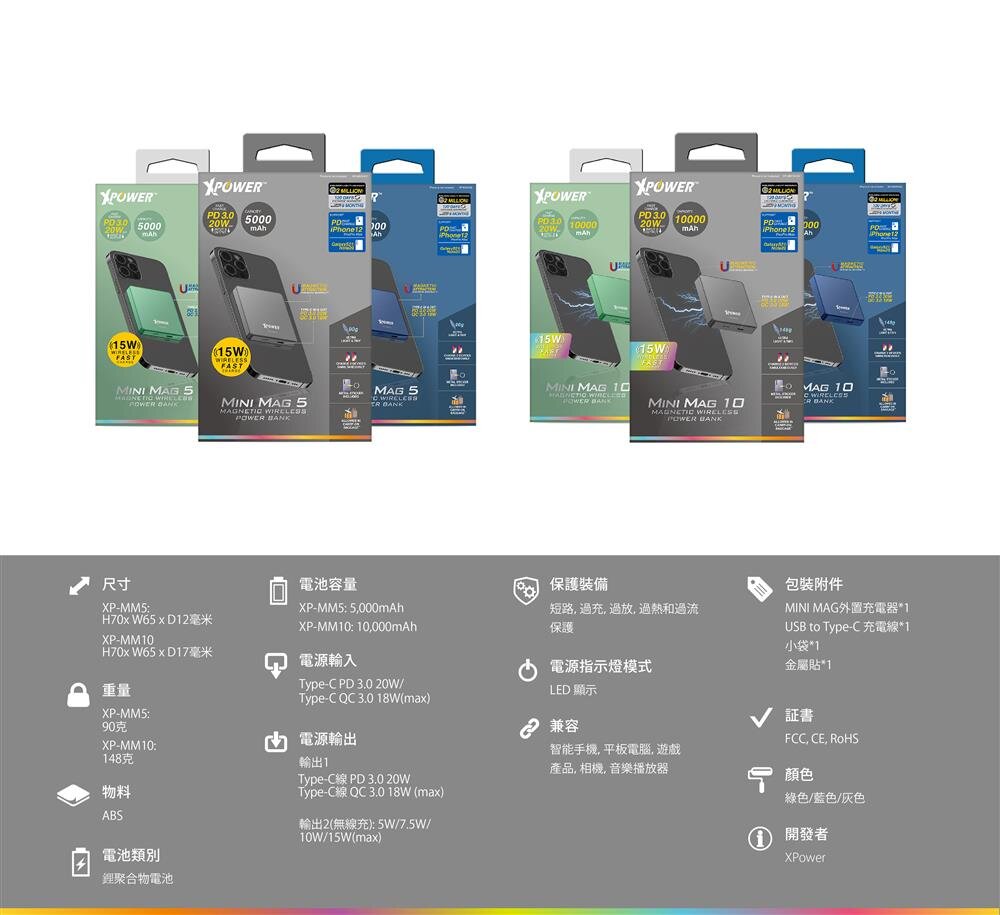 Xpower - MM5 wireless charging + PD external charger | MagSafe external battery