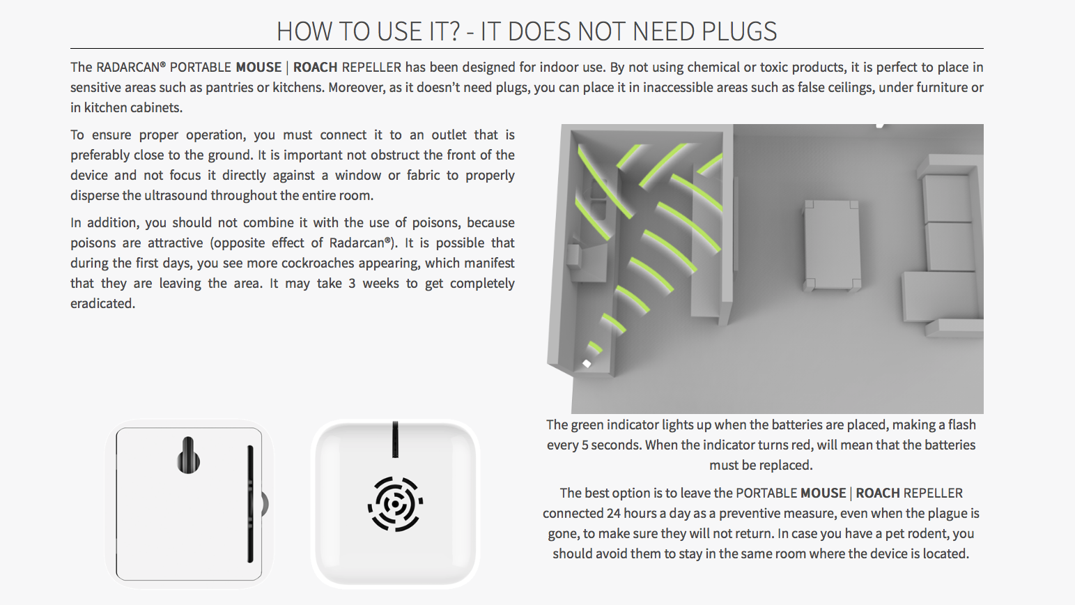 Radarcan - R-105 流動及家用驅蟑螂及老鼠器【西班牙製造。香港行貨】