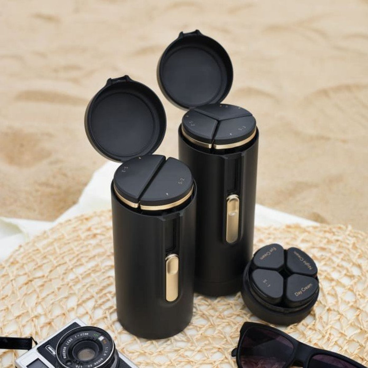 TIC - Travel Storage Bottle Advanced Edition#Bath and Skin Care Set-Matte Black