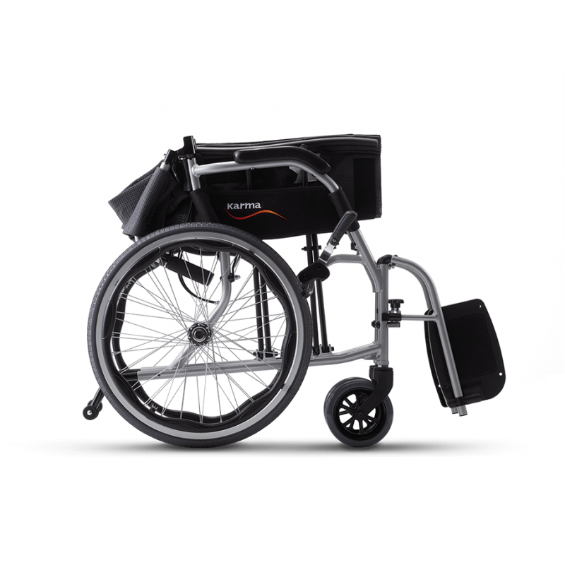 Karma lightweight aluminum wheelchair with handbrake (big purple wheels)