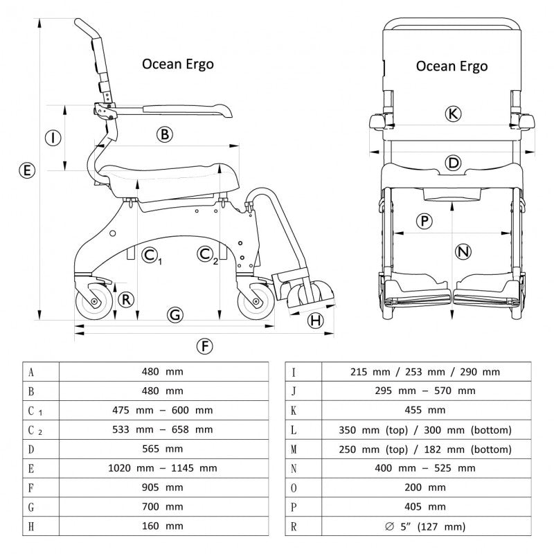 Aquatec Ocean Ergo 沐浴便椅  Shower Commode Chair