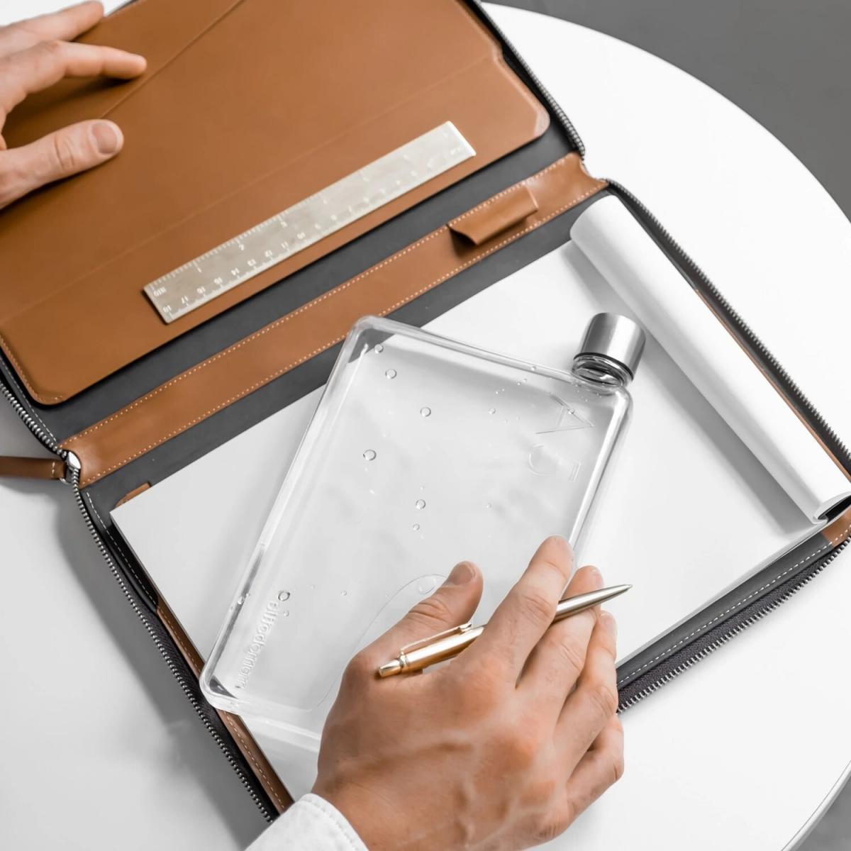 Memobottle - A5 memobottle ultra-thin environmentally friendly water bottle|750ml|25oz|glue bottle|flat water bottle|kettle|BPA-free|convenient storage