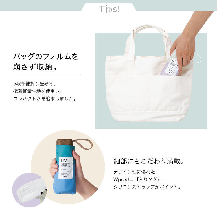 WPC - PATCHED TINY Mini folding umbrella for both rain and shine (801-6423)|WPC|Super lightweight|Shrinkable umbrella|Anti-UV|Anti-UV|Sun protection - Pink