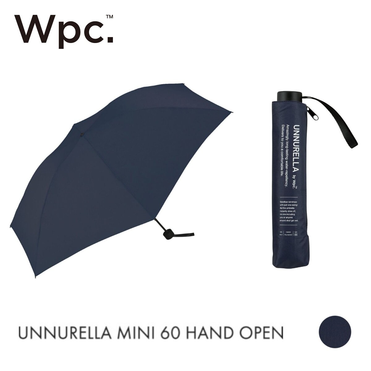 WPC - UNNURELLA MINI 60 Super Waterproof Folding Umbrella UN002|Used in both rain and shine|Sun protection|Sunshade|Retractable umbrella - dark blue
