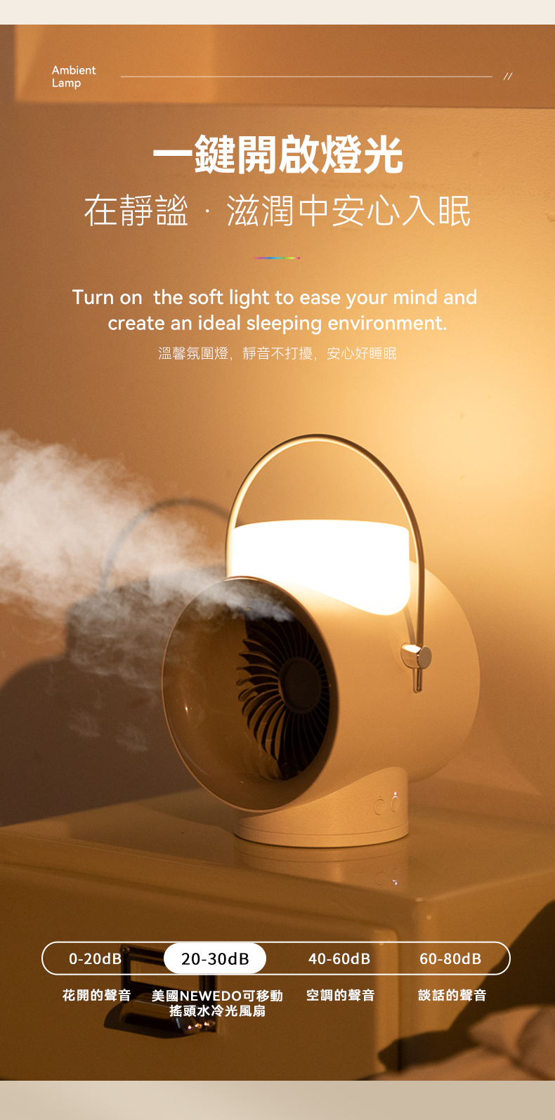 Newedo - Movable Shaking Water Cooled Light Fan|Mobile Air Conditioner|Air Cooler|Portable WT-F50