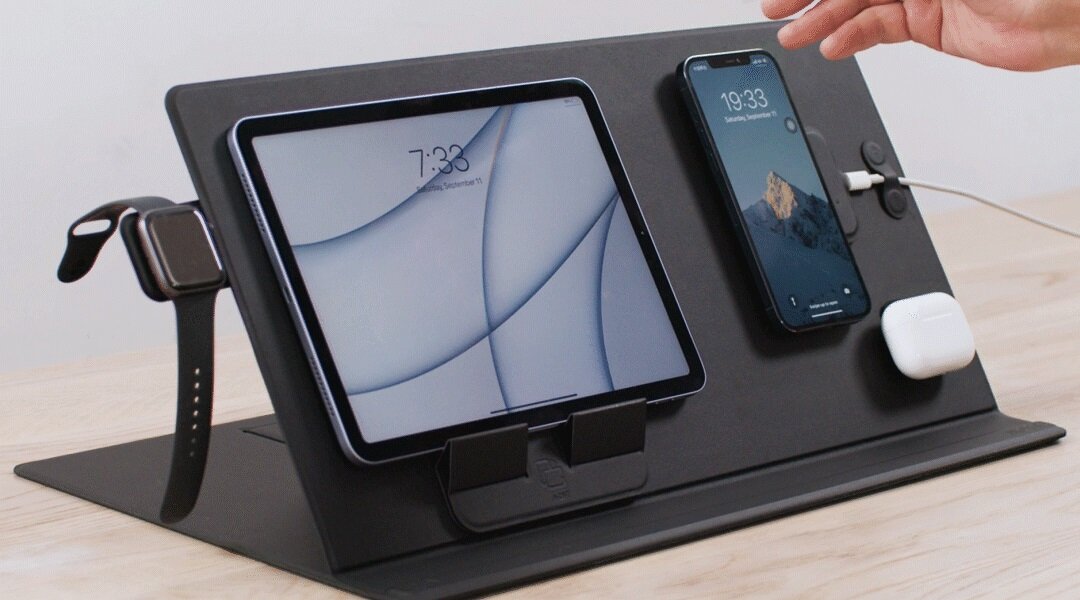 MOFT - Smart Desk Mat Digital Kit Efficient office set|Smart computer mat accessories|4-in-1 stand desk mat kit|Magnetic wireless charging|Stand|Cable organizer|MagSafe