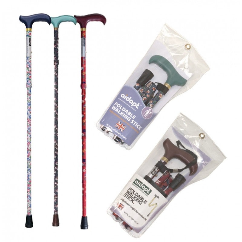 Aidapt Folding Walking Stick (Solid color handle) Mini Folding Walking Stick (Solid color handle)
