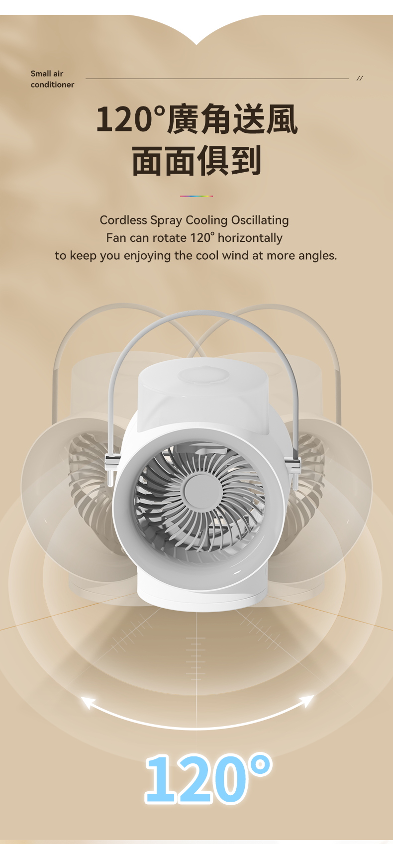 Newedo - Movable Shaking Water Cooled Light Fan|Mobile Air Conditioner|Air Cooler|Portable WT-F50