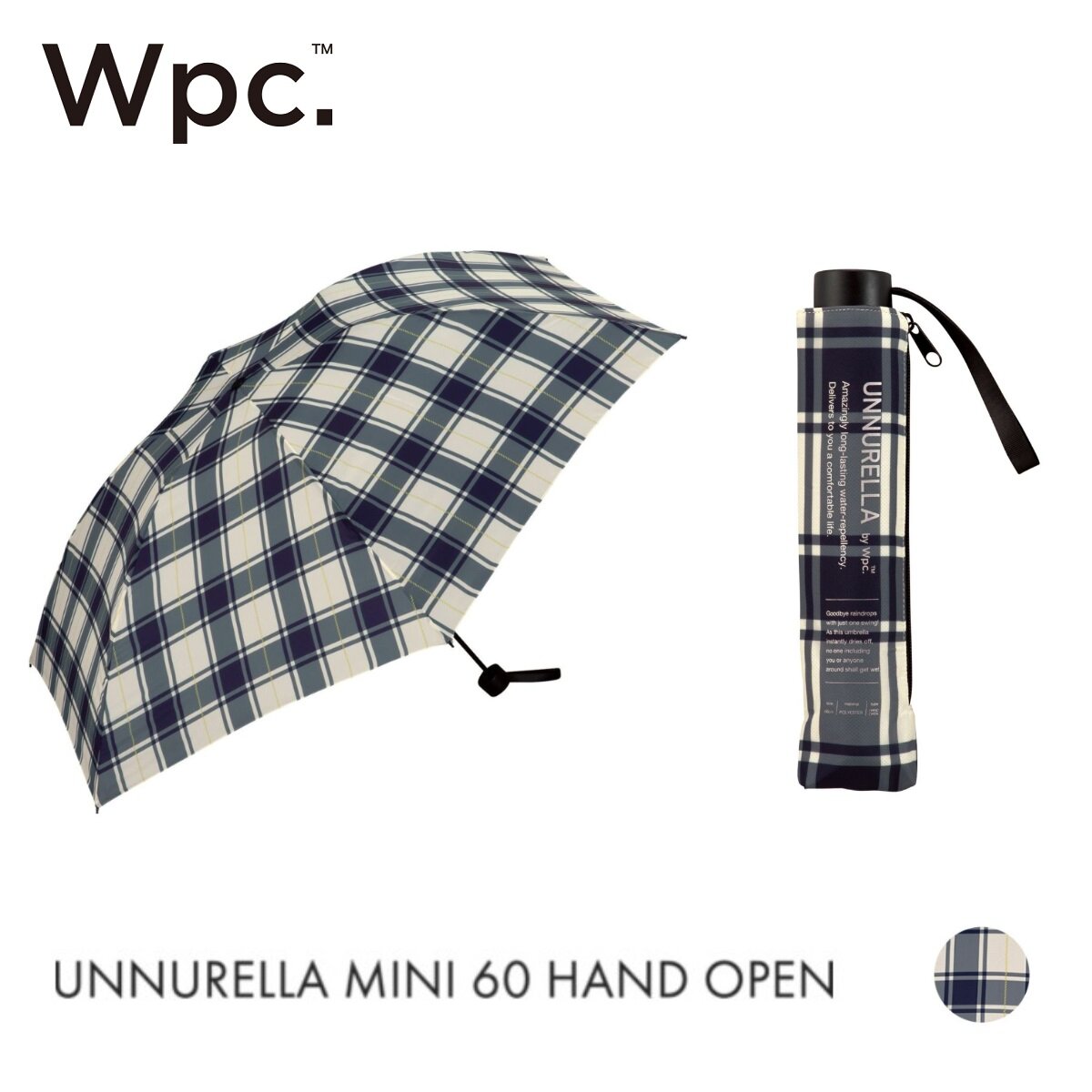 WPC - UNNURELLA MINI 60 Super Waterproof Folding Umbrella UN002|Used in both rain and shine|Sun protection|Shade|Retractable umbrella - Checkered
