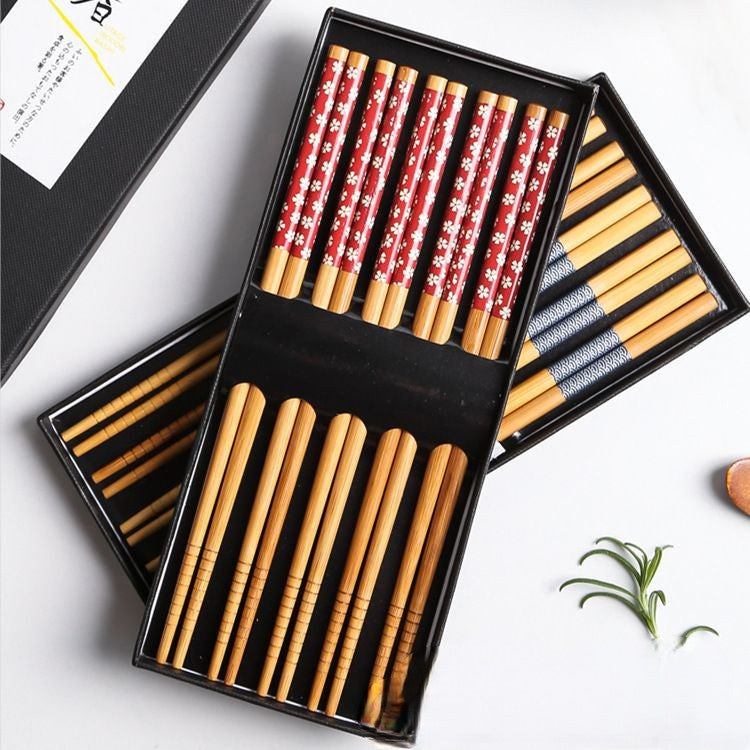 Japanese Ukiyo-e Non-slip Wooden Chopsticks Gift Box (5 Pairs)