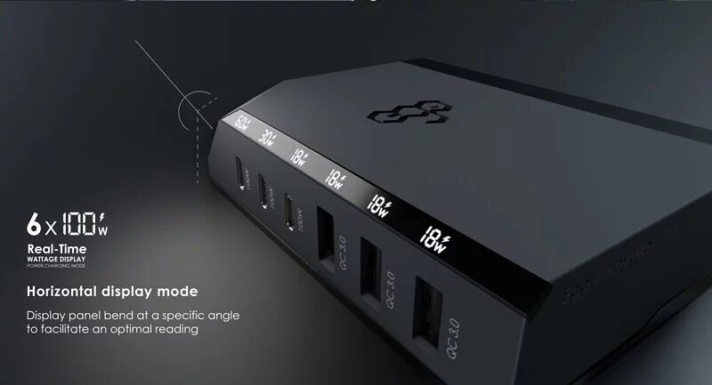 Ego - EXINNO 120W instant output display 6-hole USB charger EX120|Charger socket|Quick Fork Fire Bull|PD|PPS|QC5+