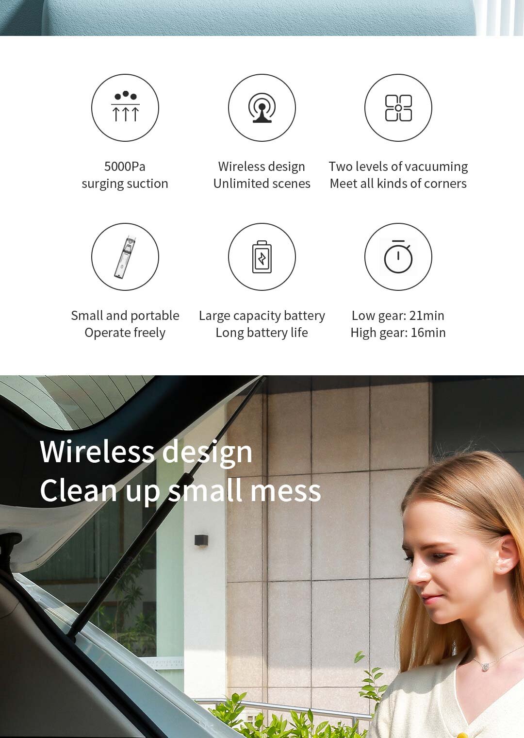 Lydsto - H2 Handy Cordless Vacuum Cleaner|Handheld Vacuum Cleaner|16000Pa|Small|Car Vacuum Cleaner