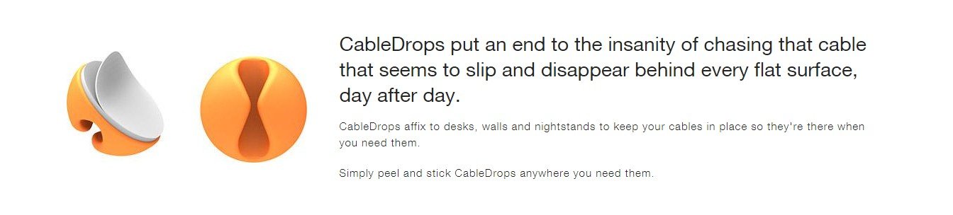 Bluelounge - CableDrop Multi-Purpose Cable Organizer - Vivid Color (Pack of 6)