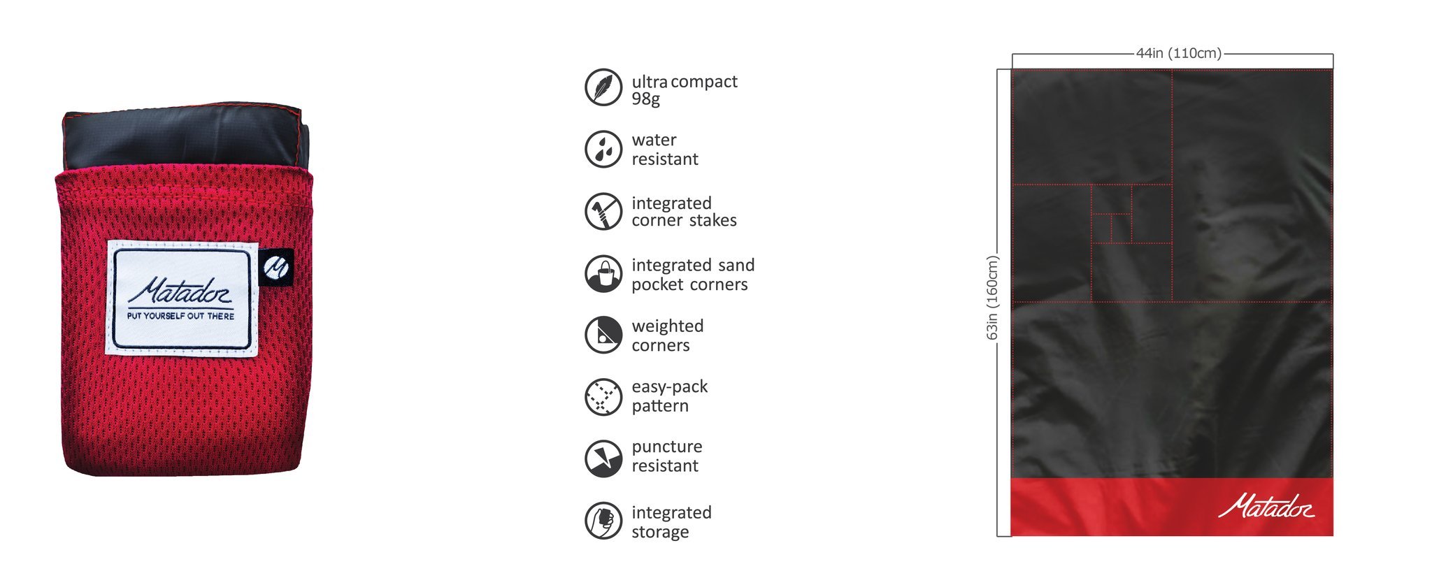MATADOR - Palm outdoor multifunctional mat - Red