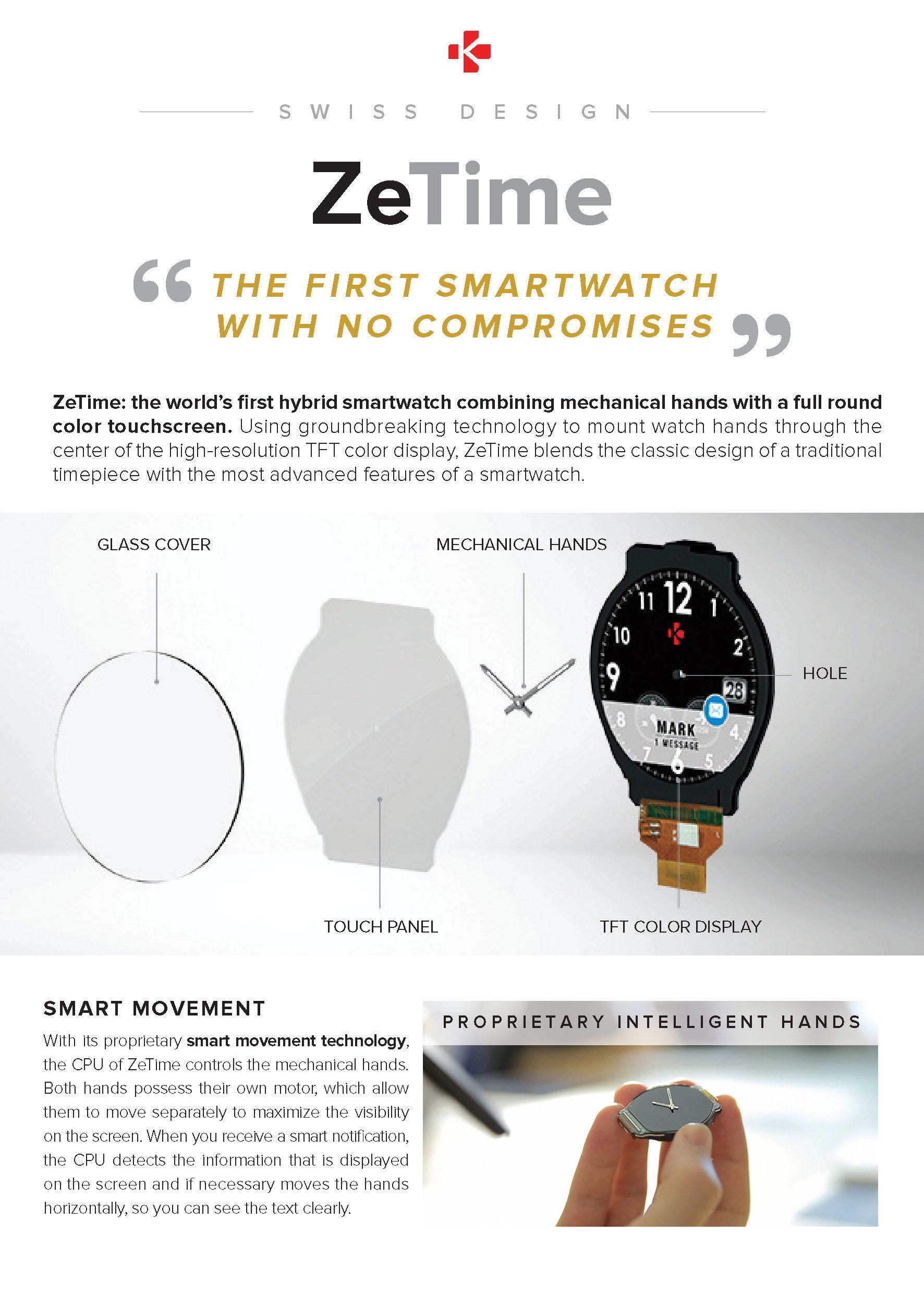 MyKronoz - ZeTime Premium - Brushed Pink Gold/Brown Vintage Leather (44mm)