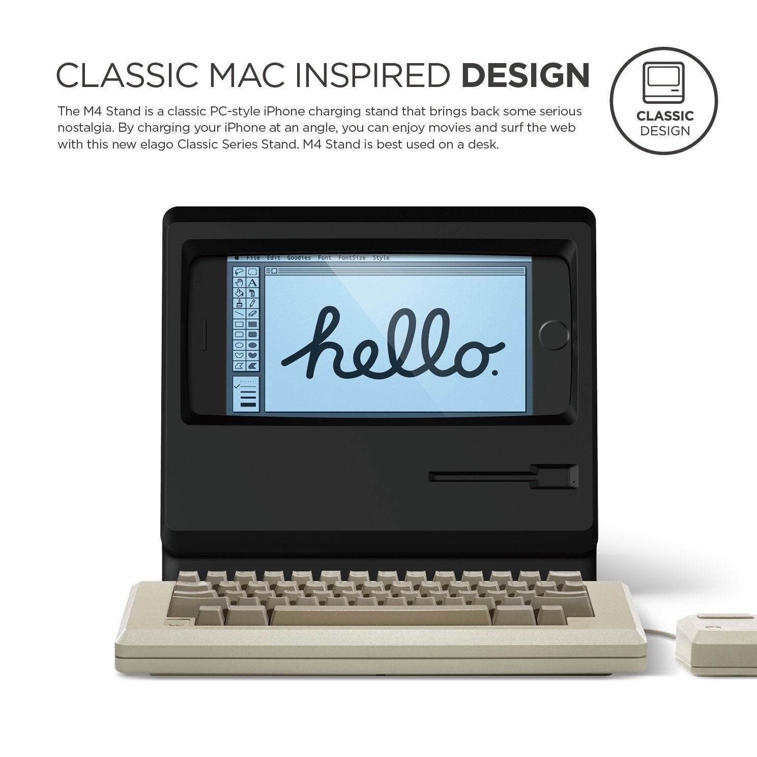 Elago - M4 MAC機造型充電支架 (兼容 iPhone X@@@ 8@@@ 7@@@ 6s) - 黑色