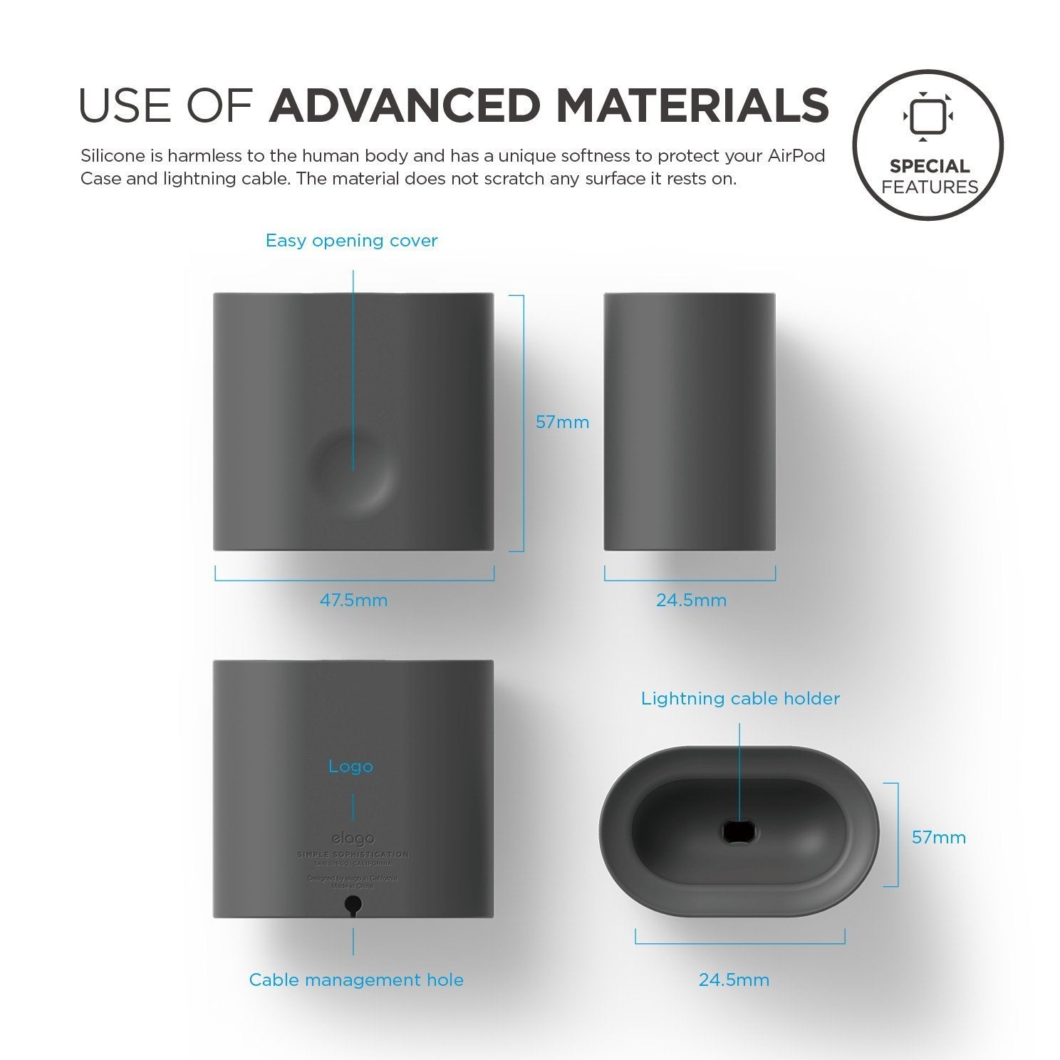 Elago - Airpods Charging Case Stand Charging Stand - Dark Gray