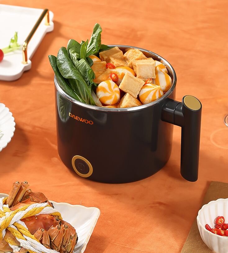 DAEWOO - Double-layer electric cooking pot|Steaming on top and cooking on the bottom|Electric hot pot|Hot pot|One person pot|Fireless cooking DYZM-1266
